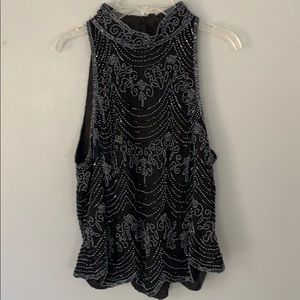 Beautiful Beaded Black Mock Turtleneck. Sz L